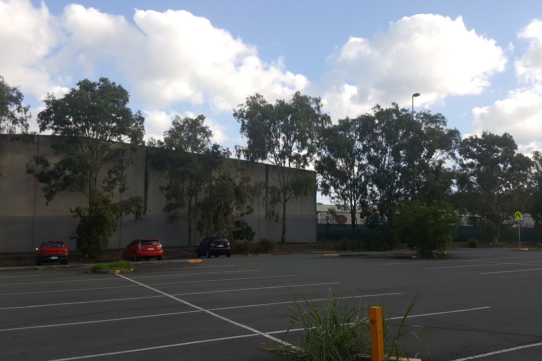 Stafford City — empty carpark before the footpath build